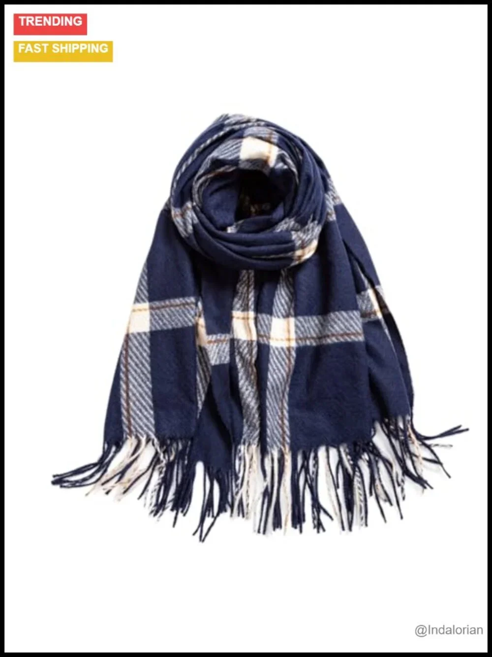 Super Soft Cashmere Feel Plaid Shawl Tassels Oversized Wrap Scarf